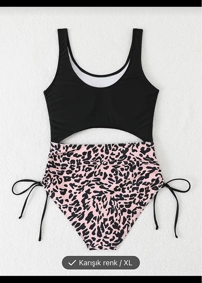 SATILDI ! Angelsin yanlardan büzgülü leopar desenli mayokini - Görsel 3