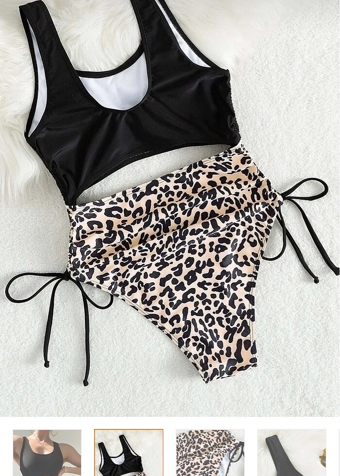 SATILDI ! Angelsin yanlardan büzgülü leopar desenli mayokini - Görsel 2