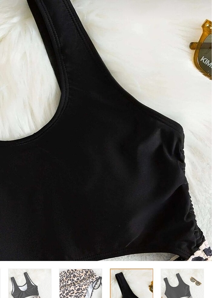 SATILDI ! Angelsin yanlardan büzgülü leopar desenli mayokini - Görsel 5