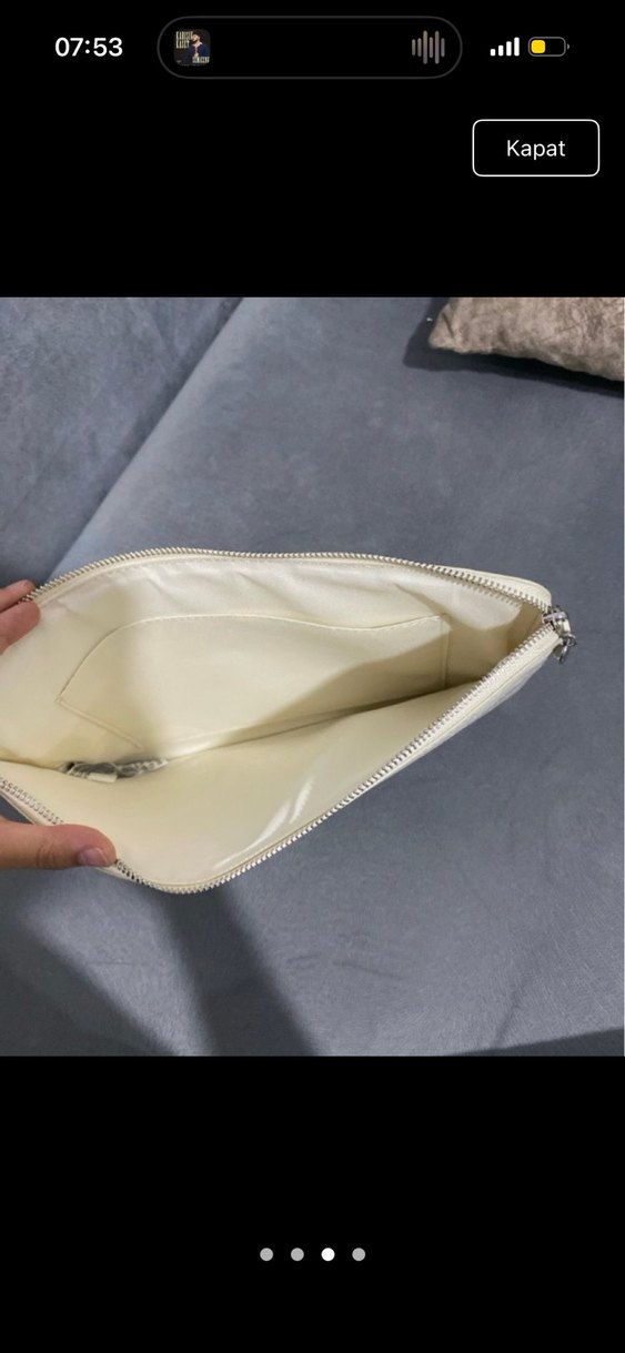 Beyaz Yılan Derisi Desenli Deri Kadın Clutch - Görsel 2