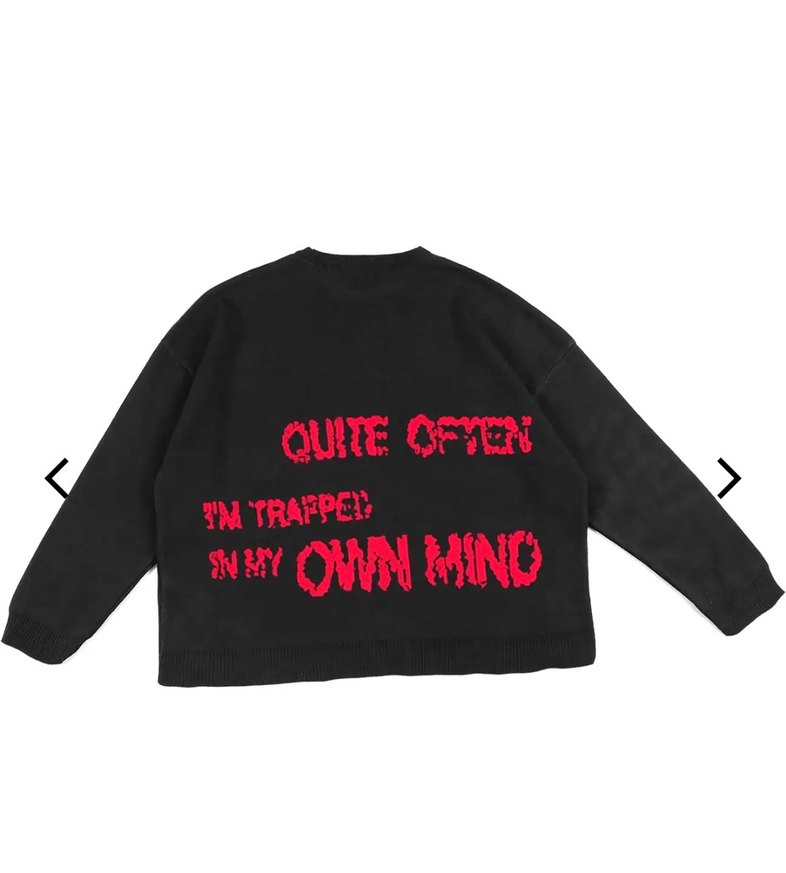 Siyah Rock Punk Yıldız Desenli Triko Kazak - Görsel 2