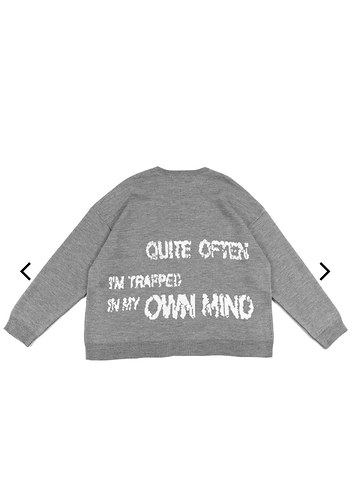 Gri Uzun Kollu Punk Tarzı Kadın Kazak - Görsel 2