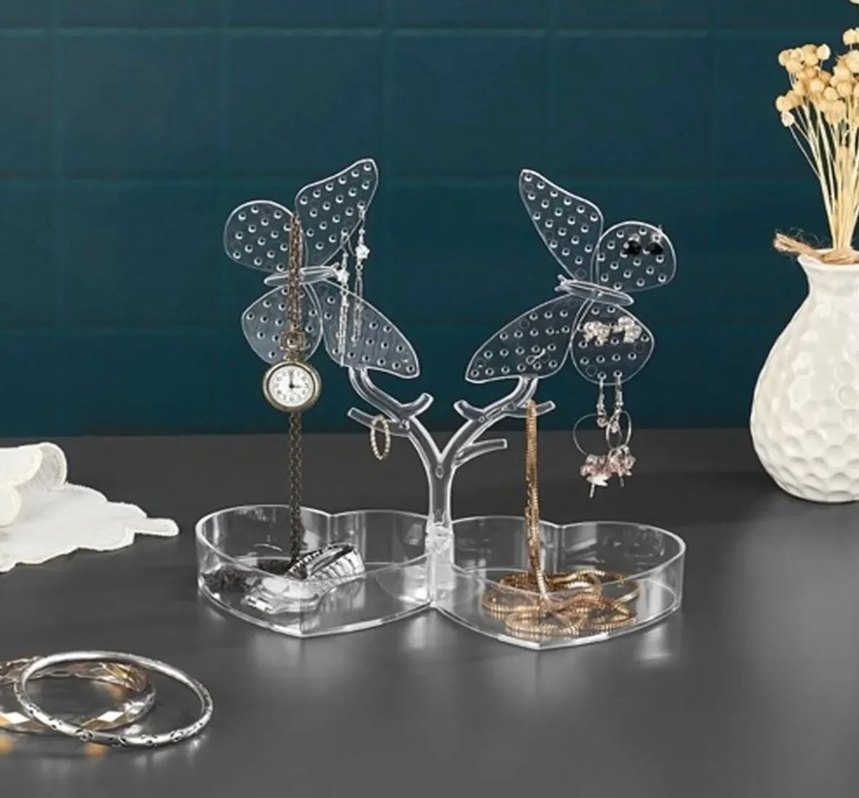 Kelebek Detaylı Şeffaf Makyaj Organizeri - Görsel 2