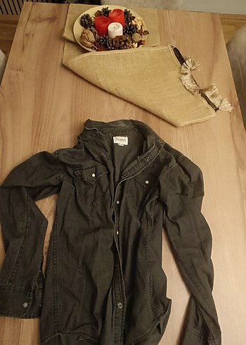 Gri Erkek Denim Gömlek Uzun Kollu - Görsel 2