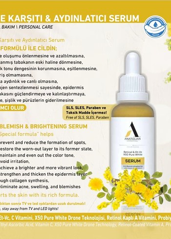 Anatolian Leke Karşıtı ve Aydınlatıcı Serum