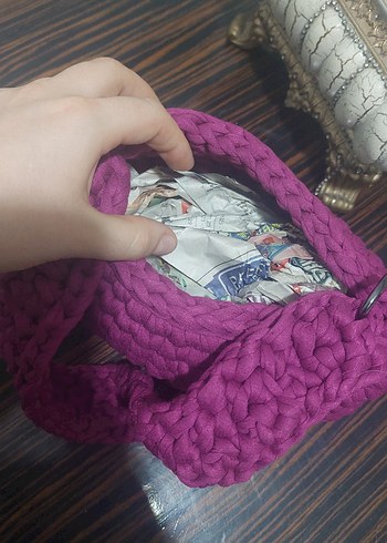 Beden Mor Örgü Kadın Çanta