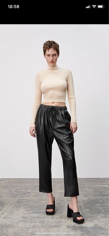 Zara spor suni deri pantolon