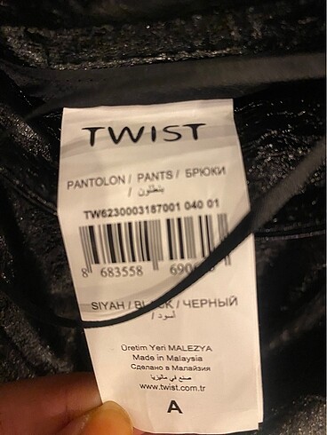 40 Beden siyah Renk Twist marka siyah deri pantolon