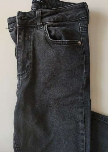 s Beden Kadın Siyah Bel Detaylı Midi Boy Jean