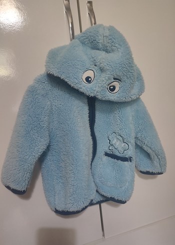 H&M 12 aylık Mavi Kapüşonlu Erkek Çocuk Peluş Mont