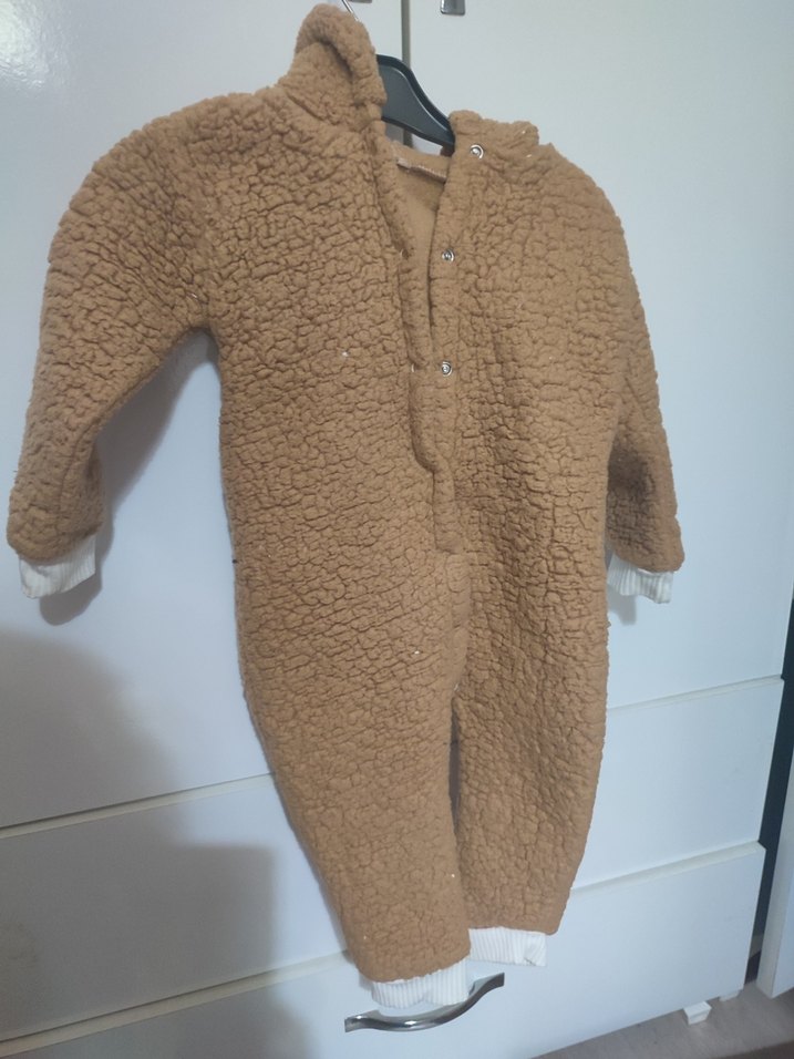 Kahverengi Kürklü Bebek Tulumu 9-12 aylık - Görsel 3