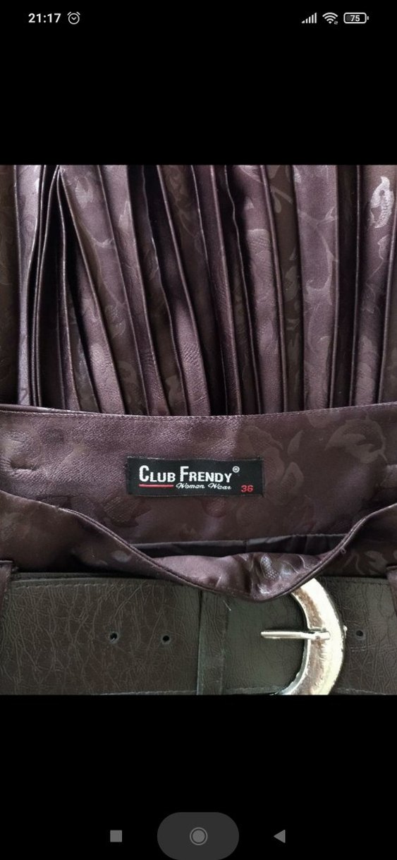 Kahverengi pliseli saten Etek - Görsel 4