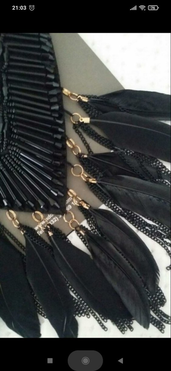 Boncuklu tüylü Kolye - Görsel 4