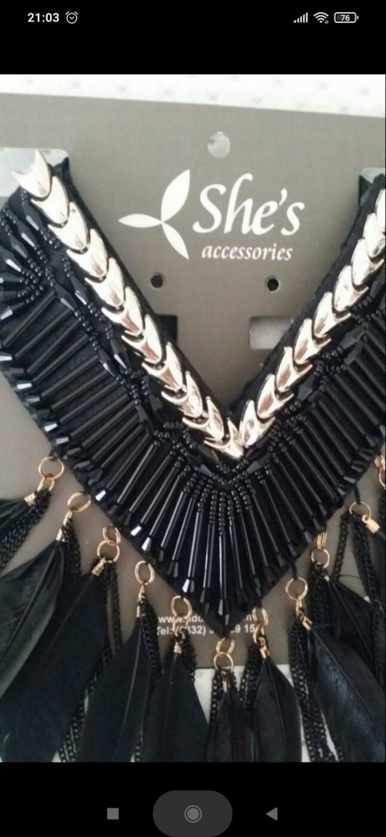 Boncuklu tüylü Kolye - Görsel 3