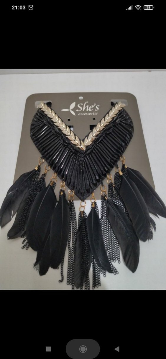 Boncuklu tüylü Kolye - Görsel 5