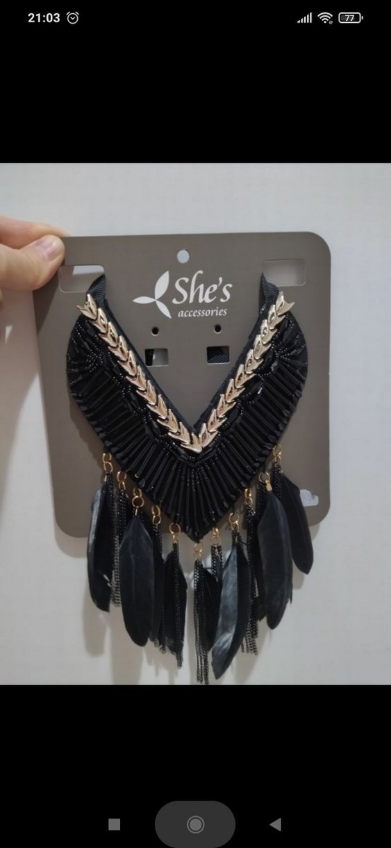 Boncuklu tüylü Kolye - Görsel 2