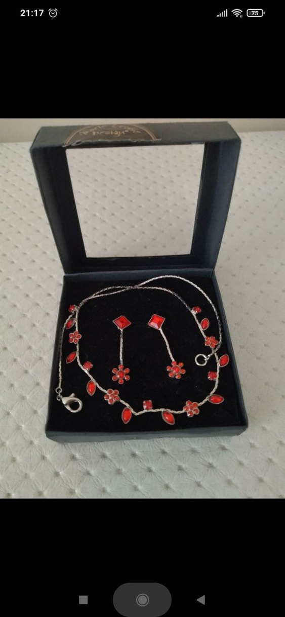 Kırmızı Boncuklu Kadın Takı Seti - Görsel 3