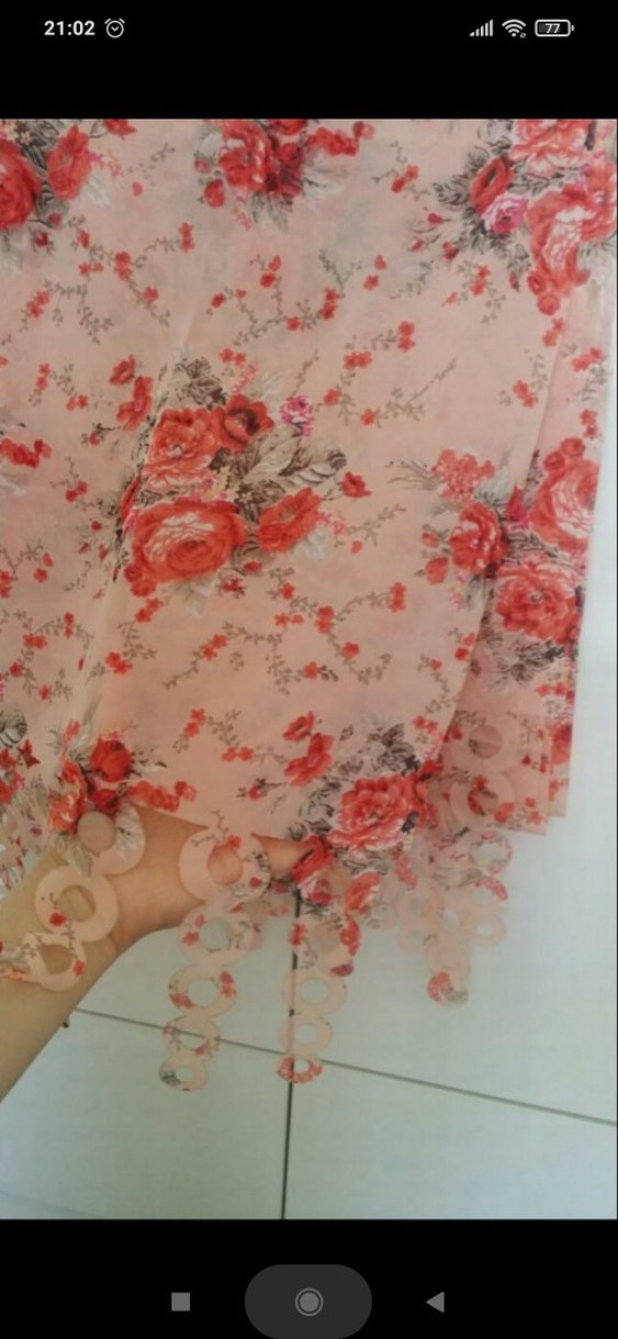 Şifon çiçekli Şal - Görsel 2