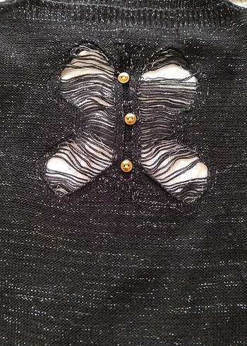 Siyah arka detaylı Kazak - Görsel 6