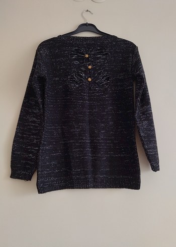 Siyah arka detaylı Kazak - Görsel 2