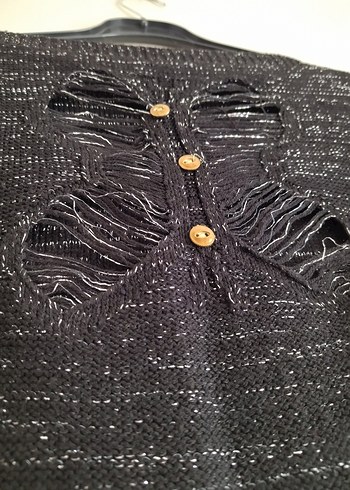 Siyah arka detaylı Kazak - Görsel 3