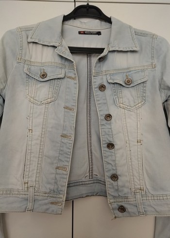 buz mavisi kısa Kot Ceket - Görsel 2