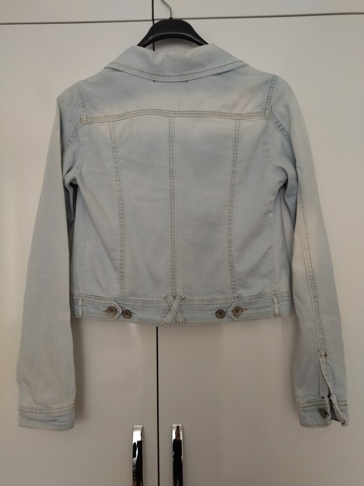 buz mavisi kısa Kot Ceket - Görsel 3