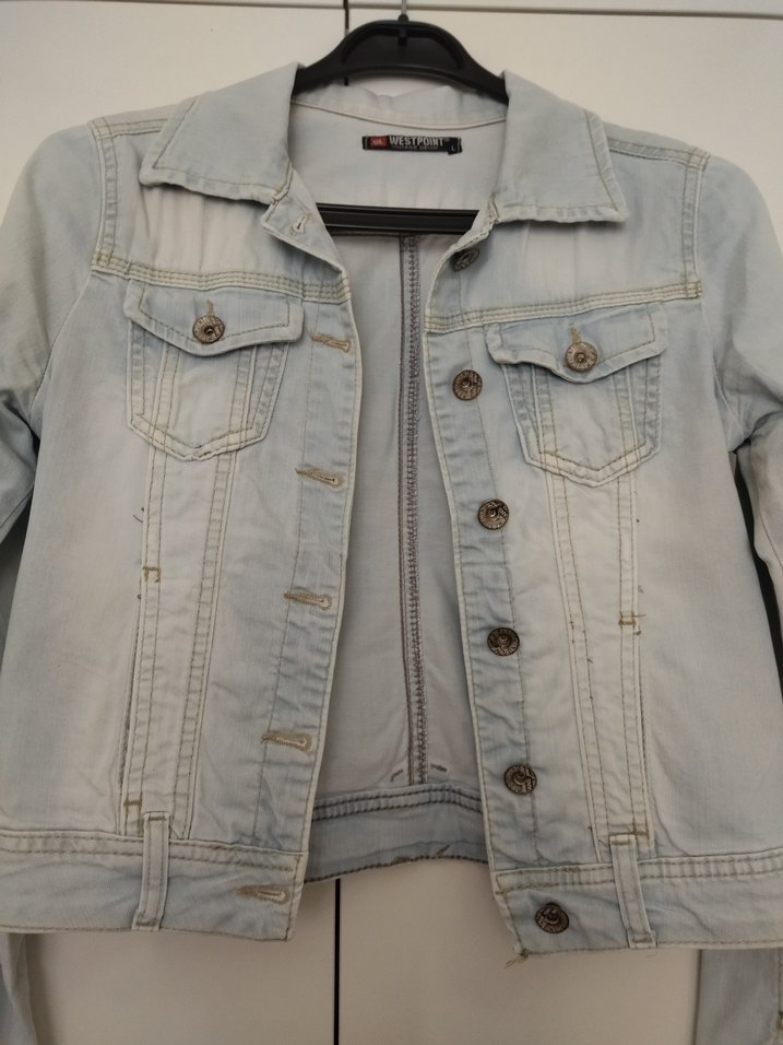 buz mavisi kısa Kot Ceket - Görsel 2