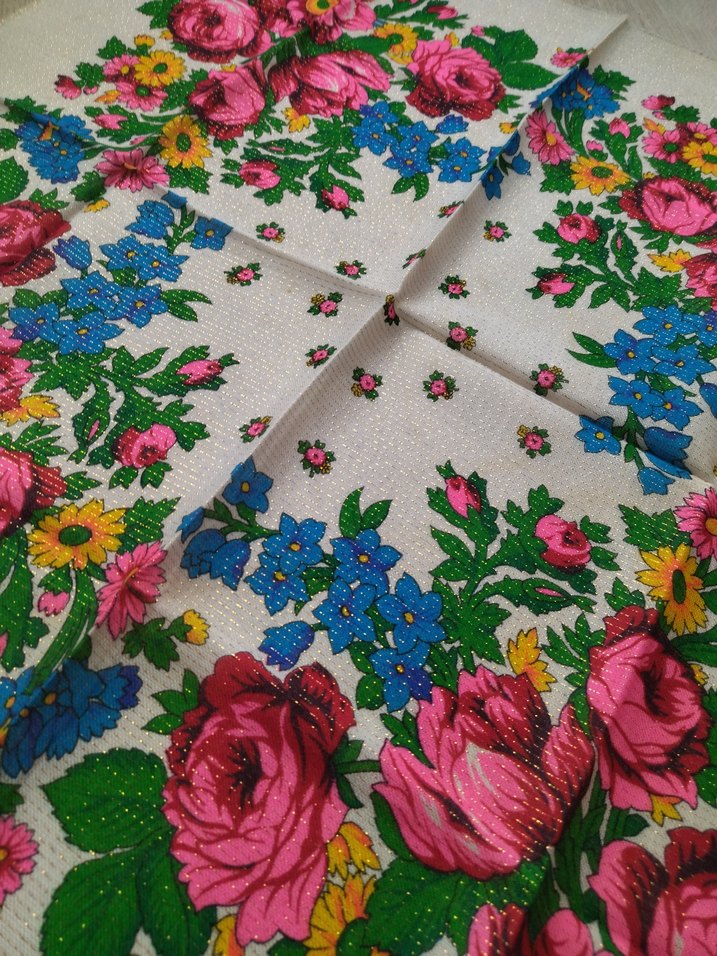 Vintage eşarp -rus şalı - Görsel 2