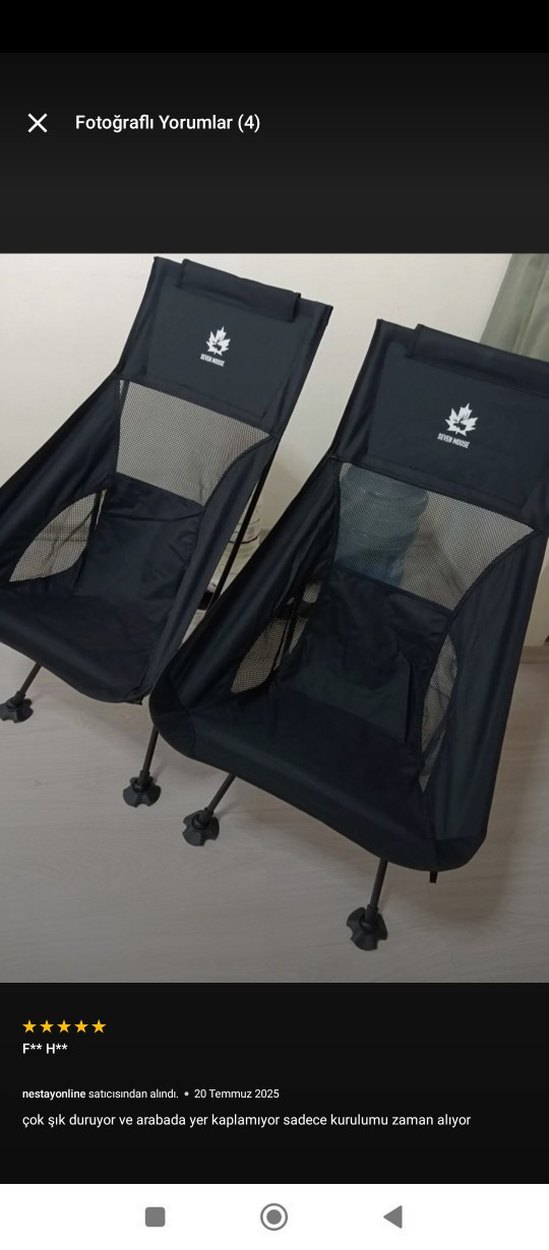 seven moose Katlanabilir Siyah kamp Sandalyesi - Görsel 3