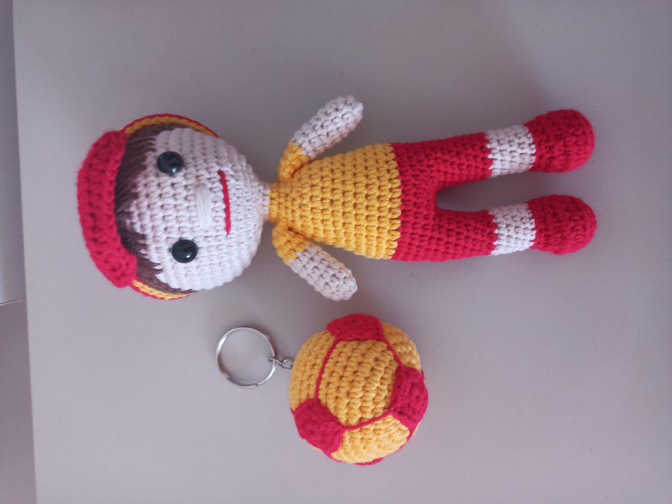 Renkli Sarı Örgü Bebek ve Anahtarlık Seti - Görsel 3