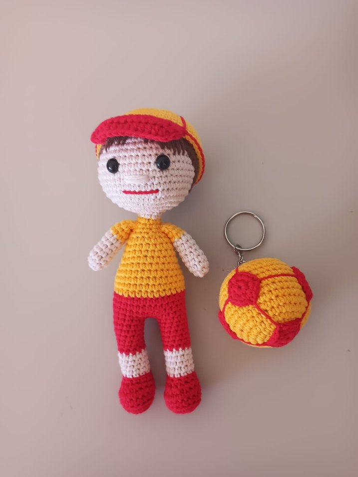 Renkli Sarı Örgü Bebek ve Anahtarlık Seti - Görsel 4