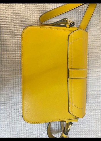 Sarı Deri Tokalı Kadın Çanta - Görsel 2