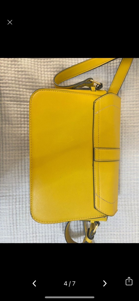Sarı Deri Tokalı Kadın Çanta - Görsel 2