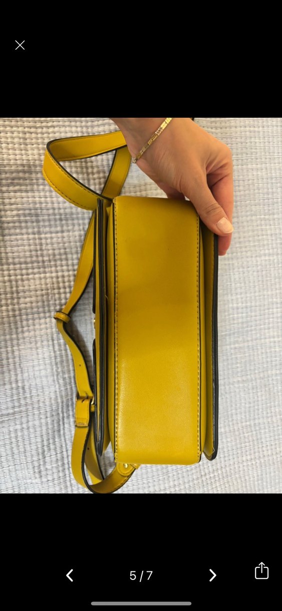 Sarı Deri Tokalı Kadın Çanta - Görsel 3