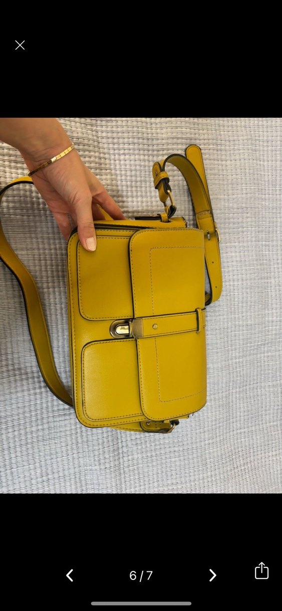 Sarı Deri Tokalı Kadın Çanta - Görsel 4