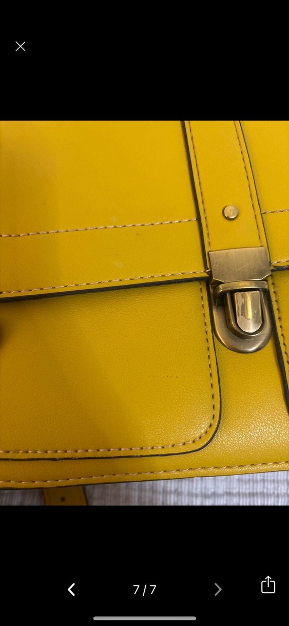 Sarı Deri Tokalı Kadın Çanta - Görsel 5