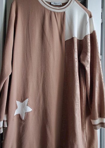 Bej Uzun Kollu Rahat Kesim Tunik pantolon takım