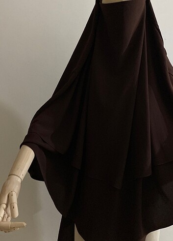 Beden kahverengi Renk 2 katlı sufle Khimar