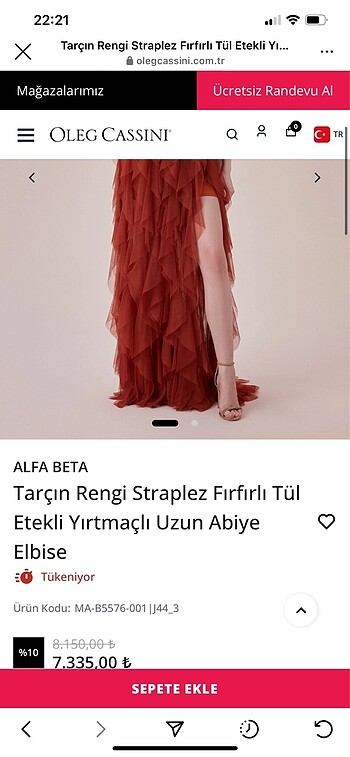 Tarçın Rengi Straplez Tül Alfabeta Abiye Elbise - Görsel 3