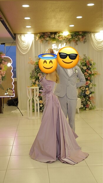 Lila Uzun Tafta Elbise - Görsel 5