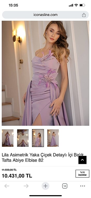 Lila Uzun Tafta Elbise - Görsel 7