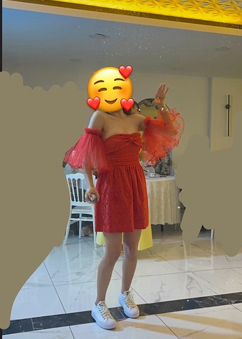 Kırmızı Straplez Mini Elbise - Görsel 3