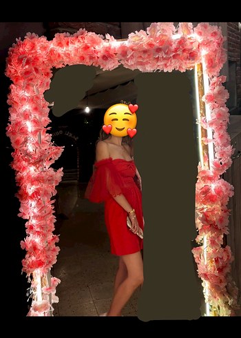 Kırmızı Straplez Mini Elbise - Görsel 7