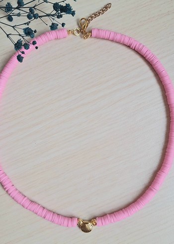 Beden pembe Renk Kadın Pembe Fimo Deniz Kabuğu Kolye