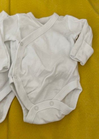 HelloBaby Beyaz Uzun Kollu Bebek Body
