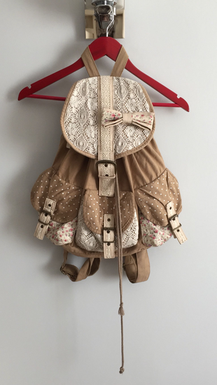 Cicekli keten vintage canta
