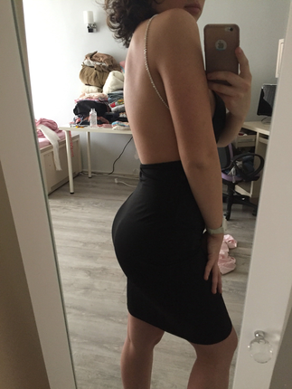s Beden siyah Renk Tasli elbise