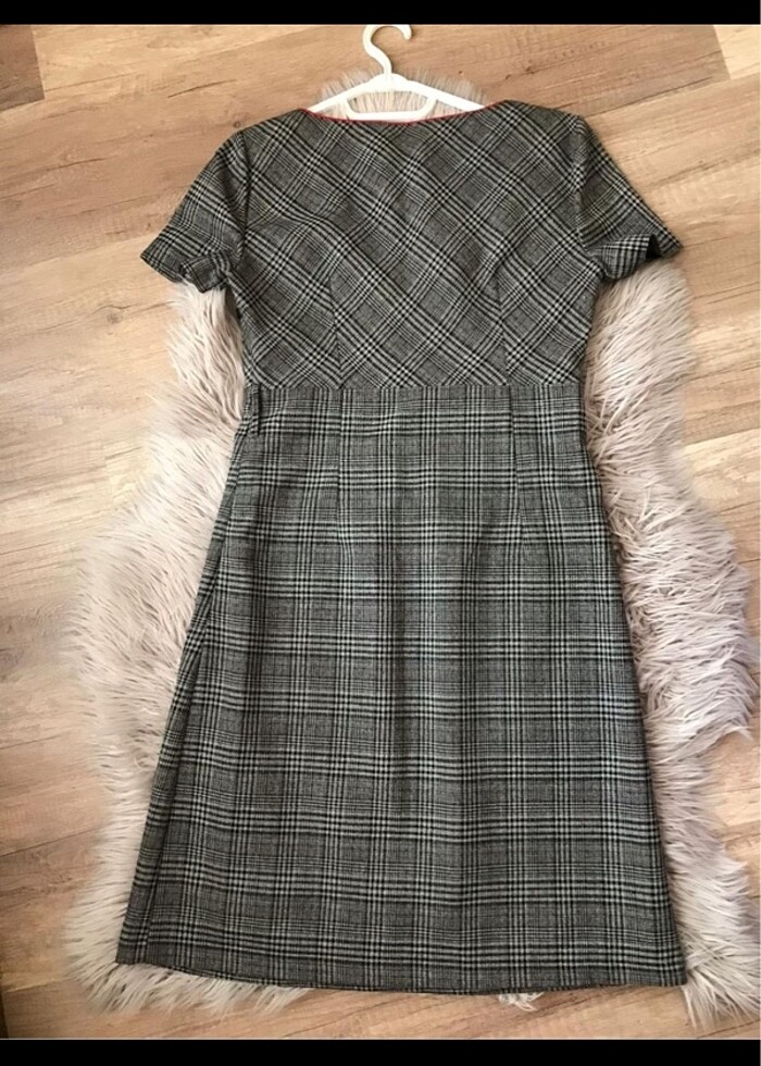 Ekose kumaş elbise - Görsel 2