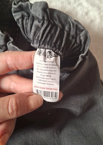 HelloBaby Gri Kız Çocuk Salaş Denim Pantolon